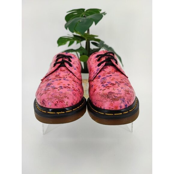 Dr Martens Women's Pascal Hole Floral Flower Pink Ankle Loafers 7US - Picture 2 of 11